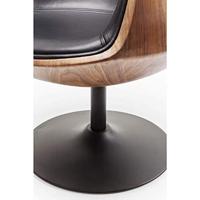 Kare Design Club Walnut Draaibare Fauteuil - Kunstleer Zwart - thumbnail