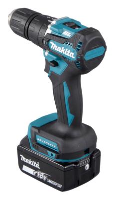 Makita dhp487rtj 18v klopboor-/schroefmachine koolborstelloos 5,0 ah accu (2 st), snellader, mbox