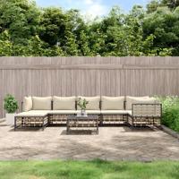 8-delige Loungeset met kussens poly rattan antracietkleurig - thumbnail