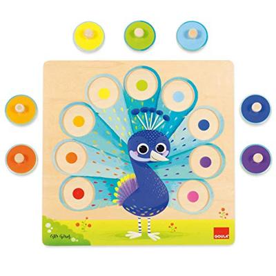 Jumbo goula - houten noppenpuzzel pauw, 9st.