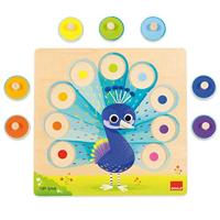 Jumbo goula - houten noppenpuzzel pauw, 9st. - thumbnail