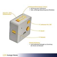 TFA Dostmann 60.1031.10 Kwarts Wekker Grijs, Geel Alarmtijden 1 - thumbnail
