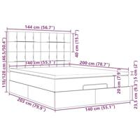 Ottoman bed met matras 140x200cm stof lichtgrijs - thumbnail