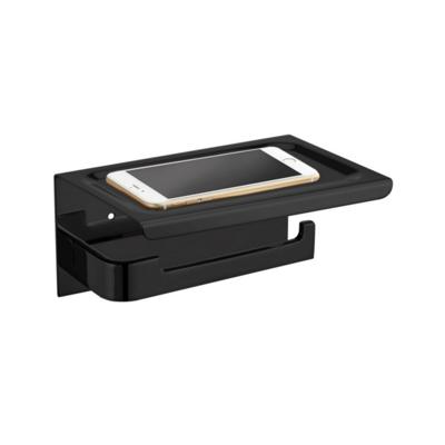 Best Design Toiletrolhouder met Telefoonplankje 18x12 cm Mat Zwart - Toiletrolhouder Met Telefoonplankje 18x12 cm Mat Zwart (zonder Telefoon)