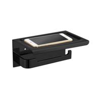 Best Design Toiletrolhouder met Telefoonplankje 18x12 cm Mat Zwart - Toiletrolhouder Met Telefoonplankje 18x12 cm Mat Zwart (zonder Telefoon) - thumbnail