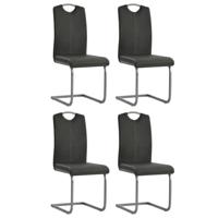 Eetkamerstoelen 4 st kunstleer grijs - thumbnail