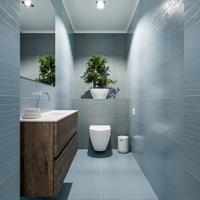 MONDIAZ ADA 100cm toiletmeubel dark brown. LEX wastafel talc midden zonder kraangat - thumbnail