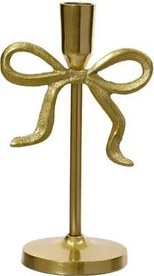 Decoris kandelaar aluminium strik 12x8.5x21cm goud