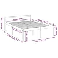 Bedframe massief grenenhout wit 150x200 cm 5FT king - thumbnail