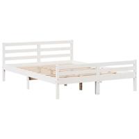Bedframe met hoofdeinde zonder matras 140x200 cm wit - thumbnail