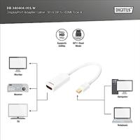 Digitus DB-340404-001-W HDMI / Mini-displayport Adapter [1x Mini-DisplayPort stekker - 1x HDMI-bus] Wit Rond, Afgeschermd (dubbel) 15.00 cm - thumbnail