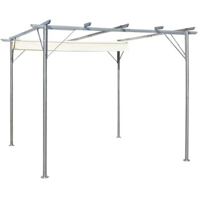 Pergola met uitschuifbaar dak 3x3 m staal crémewit