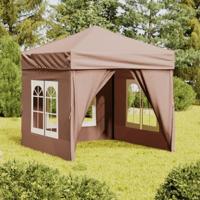 Partytent inklapbaar met zijwanden 2x2 m taupe - thumbnail