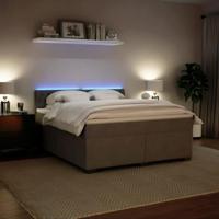 Boxspring met matras fluweel lichtgrijs 180x200 cm - thumbnail