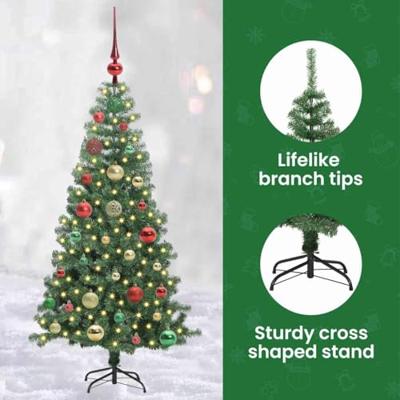 VidaXL Kerstboom met 150 led met standaard groen 120 cm pvc