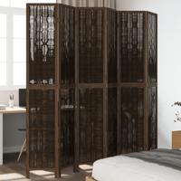Kamerscherm met 6 panelen massief paulowniahout donkerbruin - thumbnail
