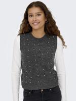 Only Onlrenata Life Sl O-neck Pearl Vest Knt Trui Korte Mouw Dark Grey Melange - thumbnail