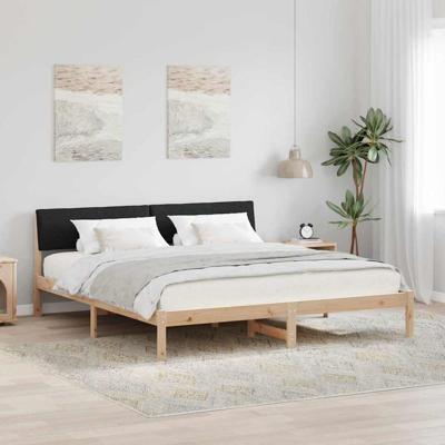 Bedframe Bruin en zwart 200 x 200 cm Massief grenenhout