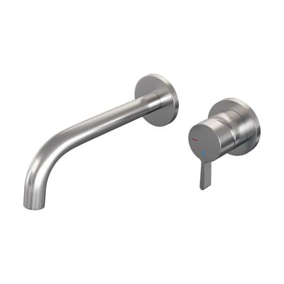 Brauer Brushed Edition Inbouw Wastafelmengkraan met Gebogen Uitloop en Rozetten Model E1 RVS Geborsteld PVD