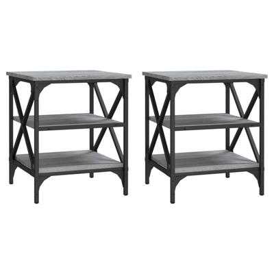Bijzettafels 2 st 40x42x50 cm bewerkt hout grijs sonoma eiken