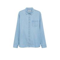 Mango Man regular fit denim overhemd changeant blauw - thumbnail