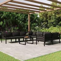 9-delige Loungeset met kussens aluminium antracietkleurig - thumbnail