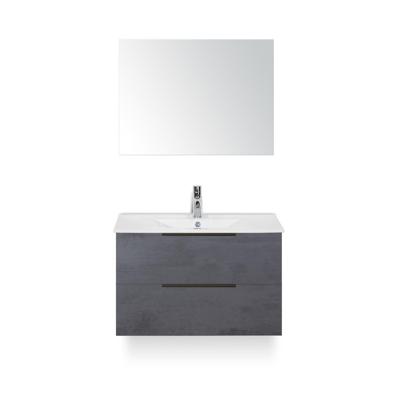 Seville Badmeubelset 80 cm - Beton Antraciet Edge greep - Wastafel Enjoy - met Spiegel