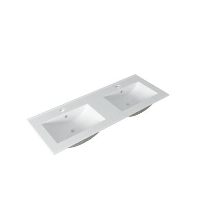 Adema Vygo Meubelwastafel - 121x2x46cm - overloop - 2 wasbakken - 2 kraangaten - keramiek - wit SW804533 Adema Vygo Meubelwastafel - 121x2x46cm - overloop - 2 wasbakken - 2 kraangaten - keramiek - wit SW804533