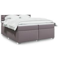Boxspring met matras kunstleer grijs 200x200 cm - thumbnail