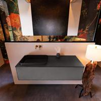 Badkamermeubelset Mondiaz Erin 120 cm met 1 Lade met RIDGE Wastafel Links Urban Zonder Kraangaten Greeploos Mat Dark Grey - thumbnail