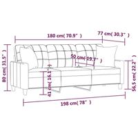 Driezitsbank met sierkussens 180 cm kunstleer crèmekleurig - thumbnail