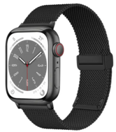 Milanese bandje met vouwbare magneetsluiting - Zwart - Geschikt voor Apple Watch 44mm / 45mm / 46mm / 49mm