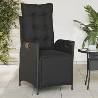 Tuinstoelen 2 st verstelbaar met voetensteun poly rattan zwart - thumbnail