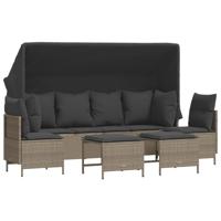 5-delige Loungeset met kussens poly rattan lichtgrijs - thumbnail