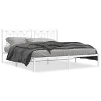 Bedframe met hoofdbord metaal wit 180x200 cm - thumbnail