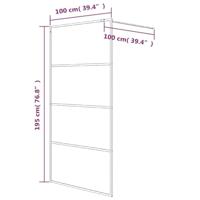 Inloopdouchewand 100x195 cm halfmat ESG-glas zwart - thumbnail