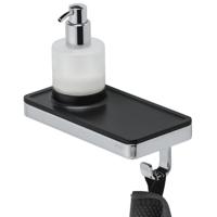 Planchet met Zeepdispenser en Handdoekhaak Geesa Frame Zwart Chroom - thumbnail