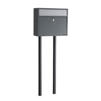 Brievenbus Allux LT150 antraciet met grijze klep - thumbnail