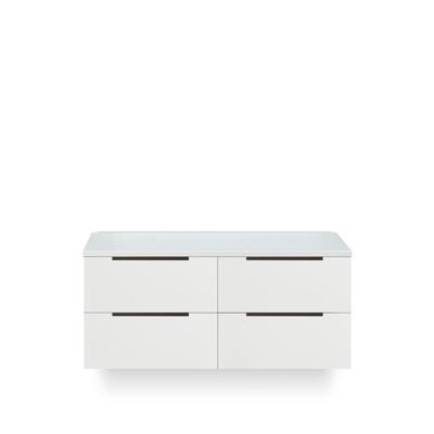 Seville Badmeubelset 120 cm - 4 laden - Wastafel Blad Wit Hoogglans Edge greep