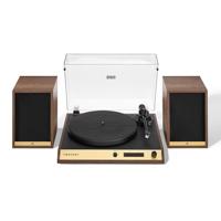 Crosley C72 Platenspeler met luidsprekers - Bluetooth-draaitafel met 60 W boekenplankluidsprekers, eenvoudige set-up vinylspeler met stofkap, platenspeler planksysteem, Audio-Technica Cartridge, - thumbnail