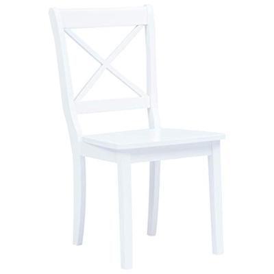 Eetkamerstoelen 4 st massief rubberwood wit - thumbnail