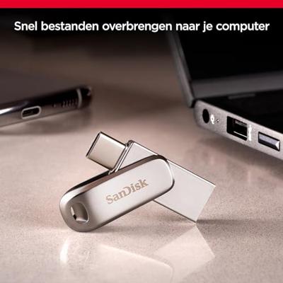 SanDisk Ultra Dual Drive Luxe USB flash drive 256 GB USB Type-A / USB Type-C 3.2 Gen 1 (3.1 Gen 1) Roestvrijstaal - thumbnail