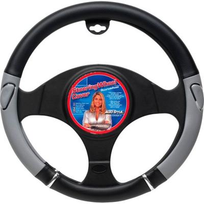 AutoStyle stuurhoes universeel PVC zwart/grijs 37 39 cm AutoStyle stuurhoes universeel PVC zwart/grijs 37 39 cm