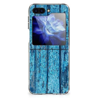 Samsung Galaxy Z Flip 6 | Bumper Hoesje | Wood Blue Samsung Galaxy Z Flip 6 | Bumper Hoesje | Wood Blue