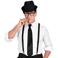 Satijnen stropdas zwart - thumbnail