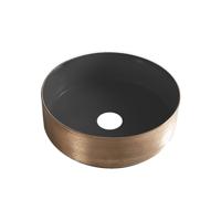 Waskom BWS Dink 36x36 Cm Rond Geborsteld Brons Koper / Mat Zwart - thumbnail