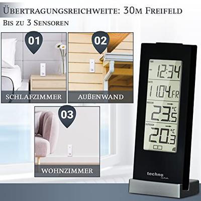 Techno Line WS 9767 WS 9767 Draadloze thermometer Zwart