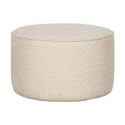 WOOOD Sara poef laag bouclé Creme