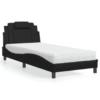 Bed met matras kunstleer zwart 90x190 cm