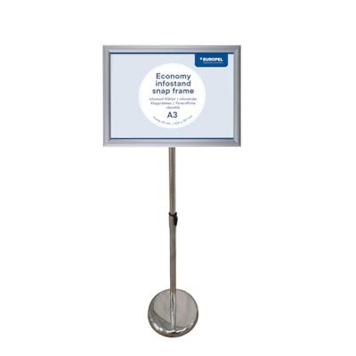 Europel info vloerstandaard Economy, lijst 25 mm, A3, zilver